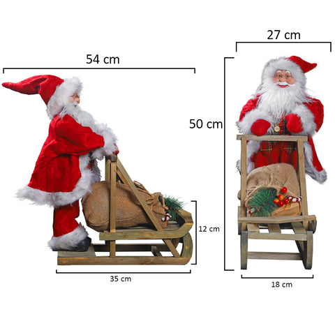 Santa in Wooden Sleigh