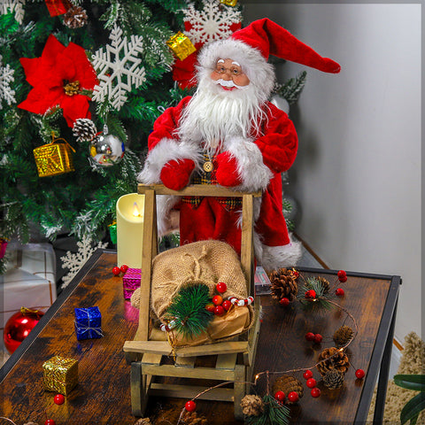 Santa in Wooden Sleigh