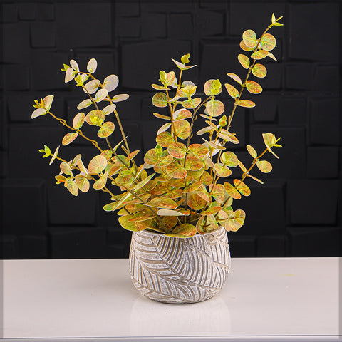 Modern Cement Vase with Leaves Design for Home Decor