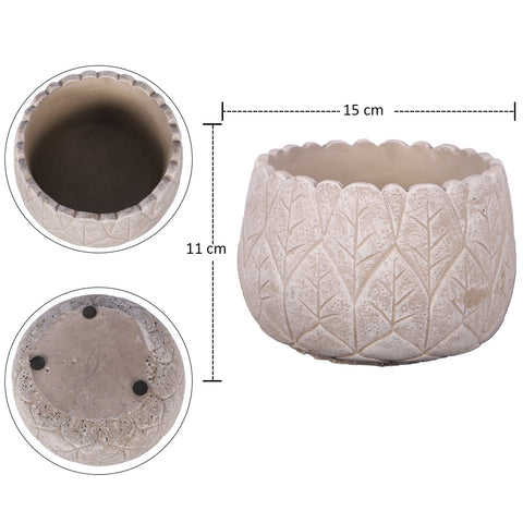 Modern Leaf Print Cement Flower Vase