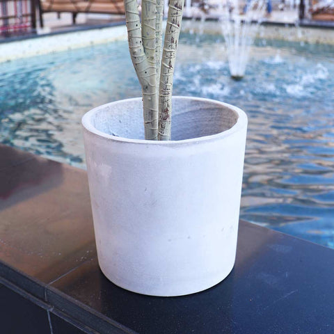 Weather-resistant cylindrical outdoor planter