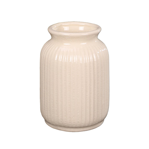 Line design cream ceramic vase