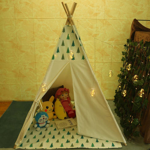 Foldable cotton teepee tent for kids