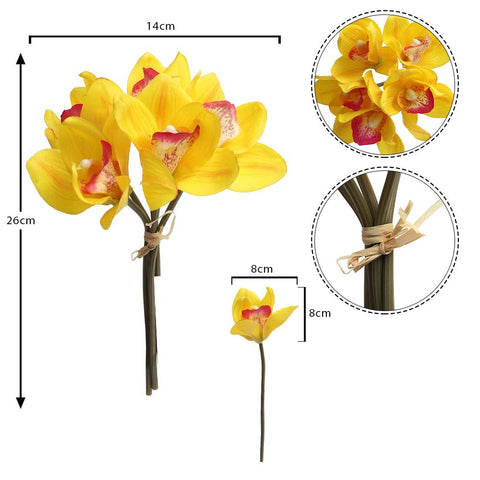 5 Heads Of Artificial Cymbidium Orchid Flower