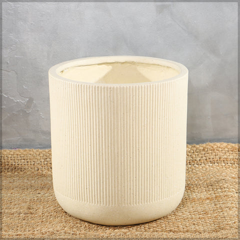 Magnesium Oxide Round Ribbed Planter