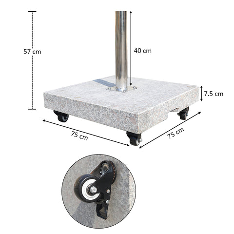 Square Marble Umbrella Base 100kg with Wheels