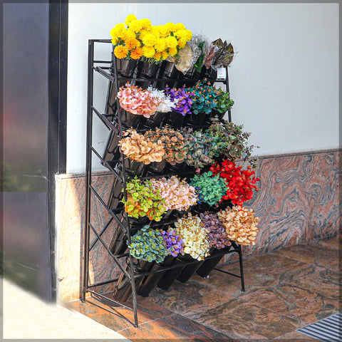 Metal Flower Shelf with 25pcs Buckets