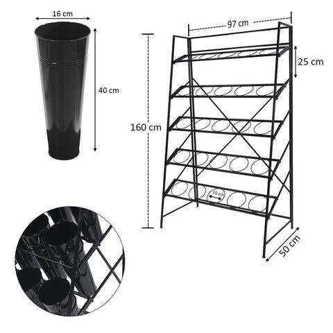 Metal Flower Shelf with 25pcs Buckets