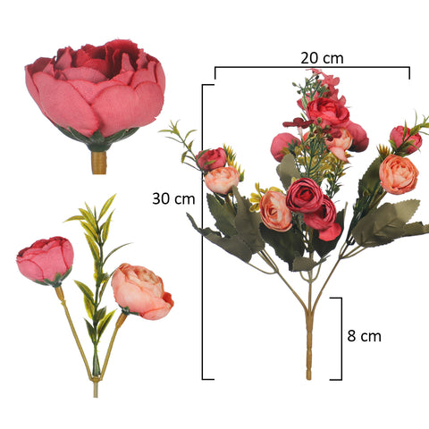 3pcs Mini Artificial Peony Flowers