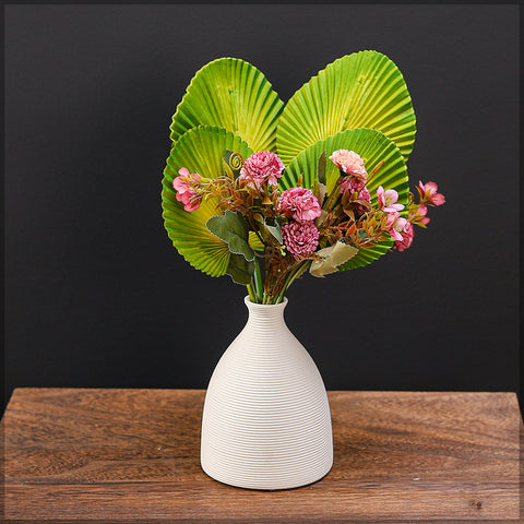 Lifelike mini fan palm leaves for greenery displays