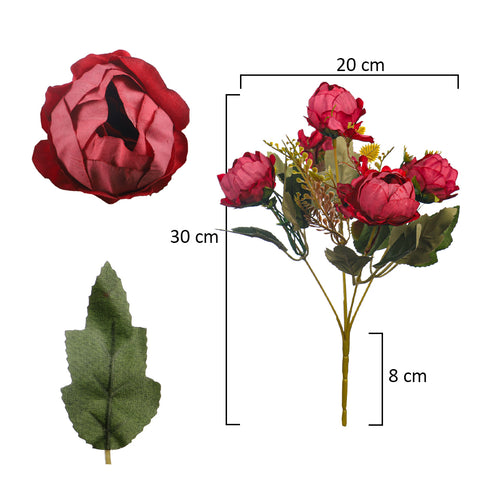 Mini Artificial Peony Flowers Set