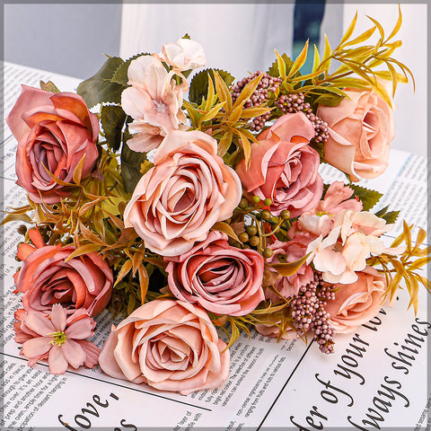 Artificial Mini Rose Flower with Filler Bunch