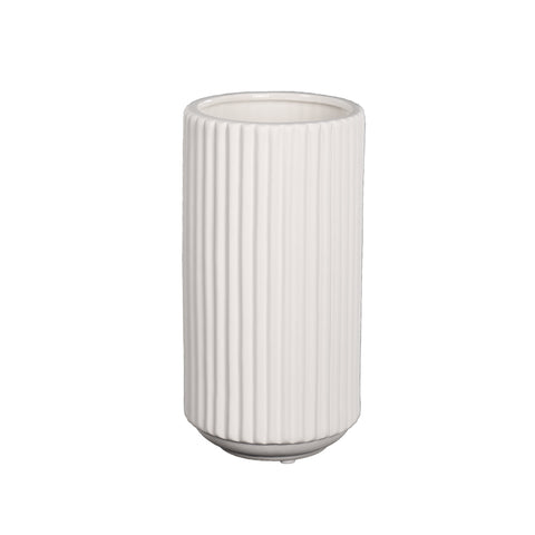 Large white ceramic vase with stone-inspired design