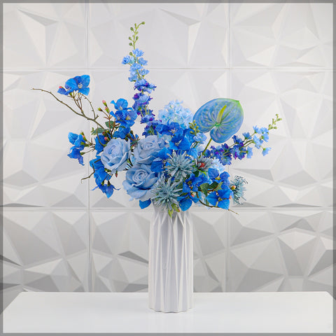 Blue Flower Arrangements with Vase