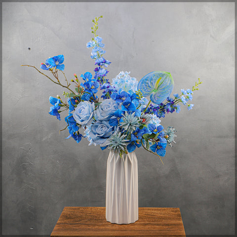 Blue Flower Arrangements with Vase