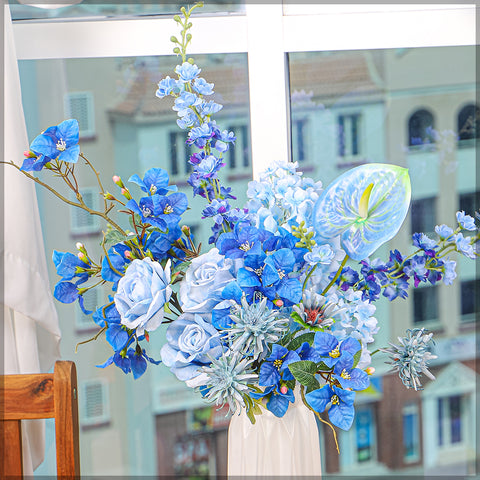 Blue Flower Arrangements with Vase