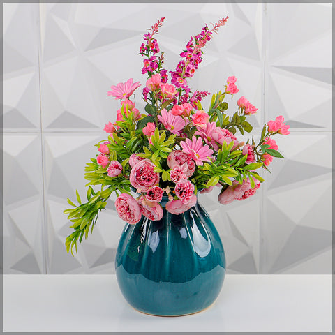 Flower Arrangements with Blue Color Vase