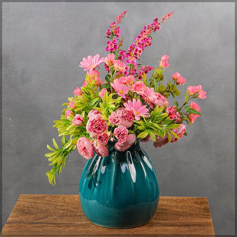 Flower Arrangements with Blue Color Vase