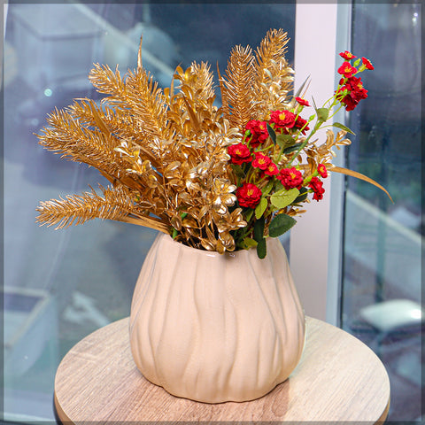 Golden Flower Arrangements with Red Flowers