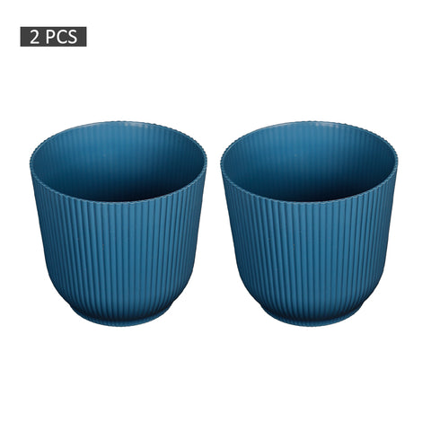 2pcs Modern Rib Design Plastic Pot