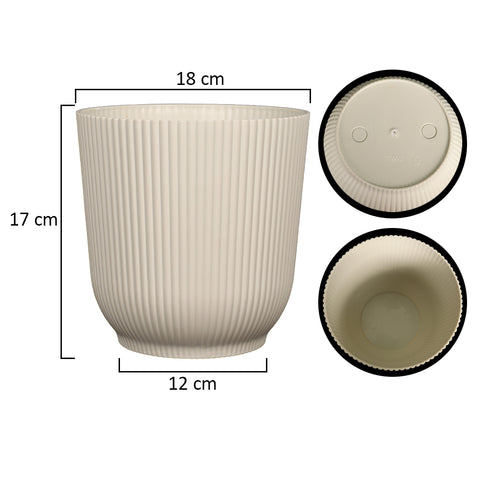 2 Pcs Modern Rib Design Plastic Pot