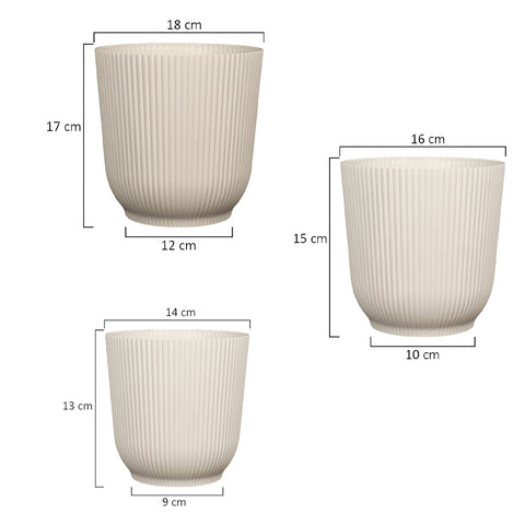 Ribbed plastic pots