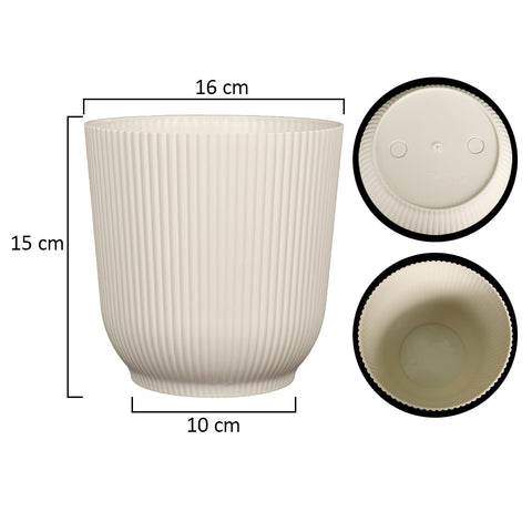 2 Pcs Modern Rib Design Plastic Pot