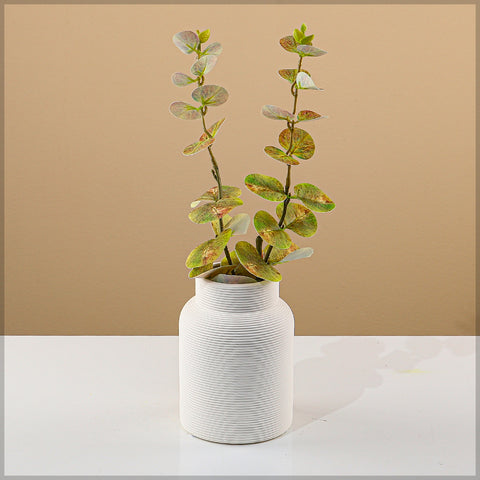 Modern white ceramic table top vase with sleek design