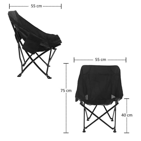 Comfortable black camping chair with drink holder