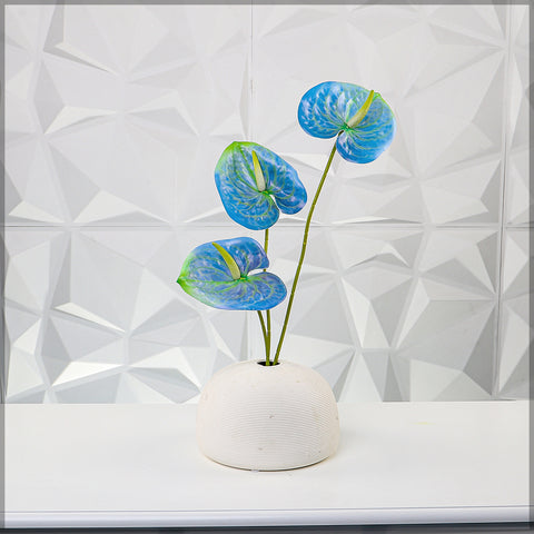 Blue Anthurium Flower Arrangement with Vase