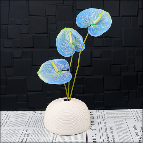 Blue Anthurium Flower Arrangement with Vase