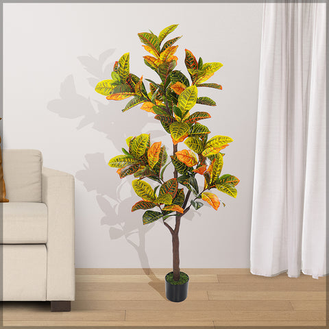 Decorative nearly natural croton plant for living room decoration