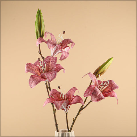 2 pcs 3heads Nearly Natural Lily Flower