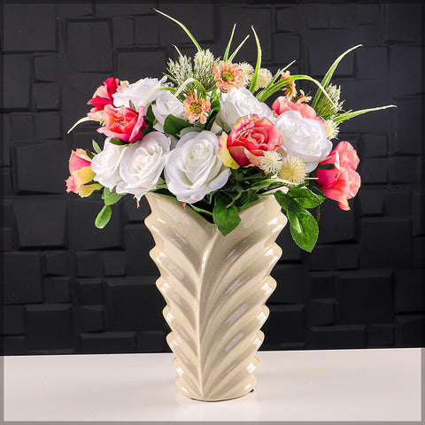 Cream ceramic vase for modern interiors