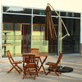 Heavy-duty cantilever umbrella with sturdy base on a backyard deck