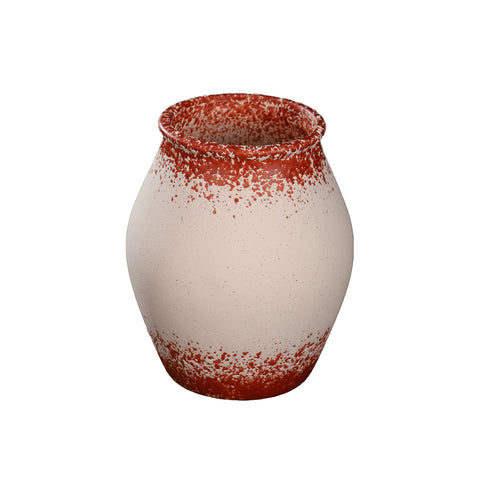 Orange cream round ceramic vase for modern interiors