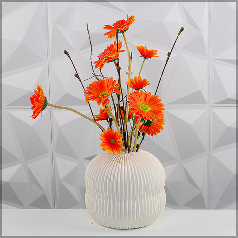 Simple  Orange Color Flower Arrangement with Vase