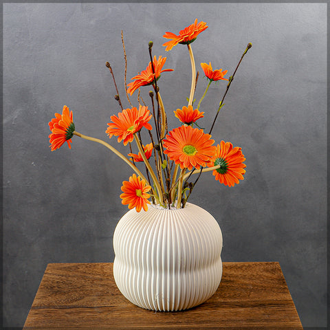 Simple  Orange Color Flower Arrangement with Vase