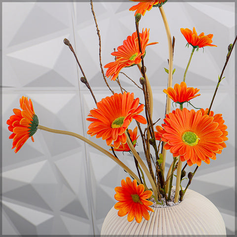 Simple  Orange Color Flower Arrangement with Vase