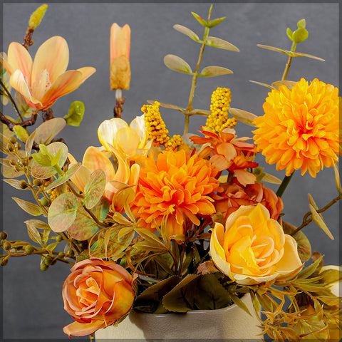 Orange Flower Arrangements with Vase