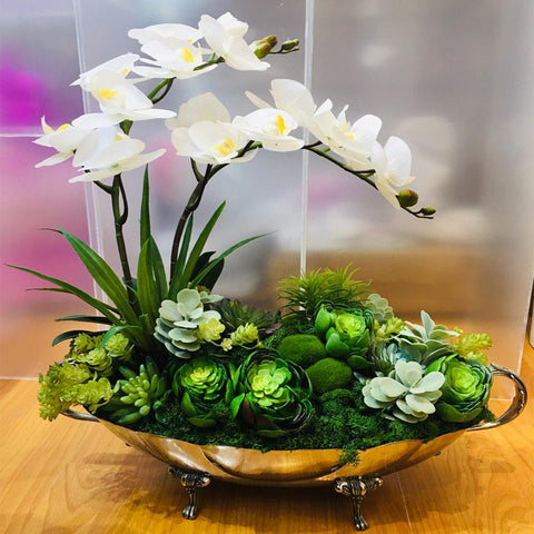 Artificial Orchid with Succulents Arrangements