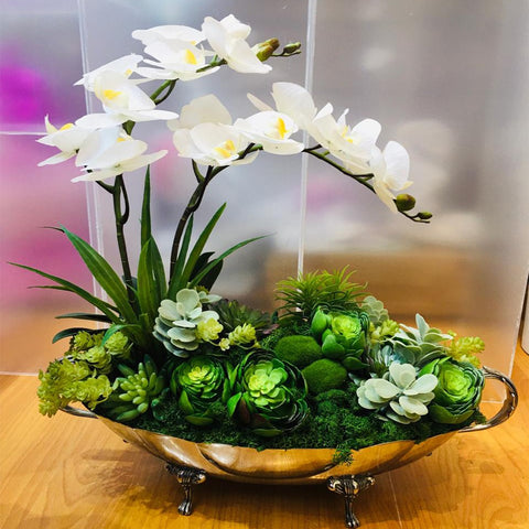 Artificial Orchid with Succulents Arrangements