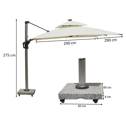 Outdoor Umbrella with 80kg Marble Base