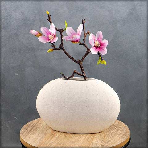 Large ceramic oval vase for flower arrangements