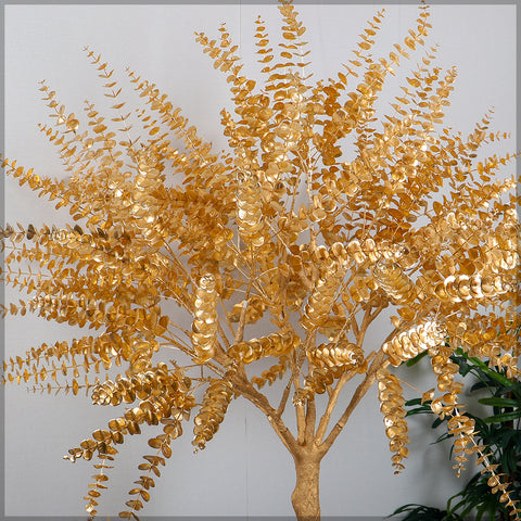 Artificial golden eucalyptus for indoor decoration