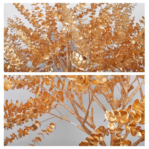 Decorative golden eucalyptus tree for modern interiors