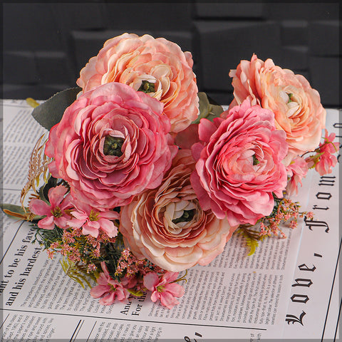 Artificial Silk Peony Flower Bouquet