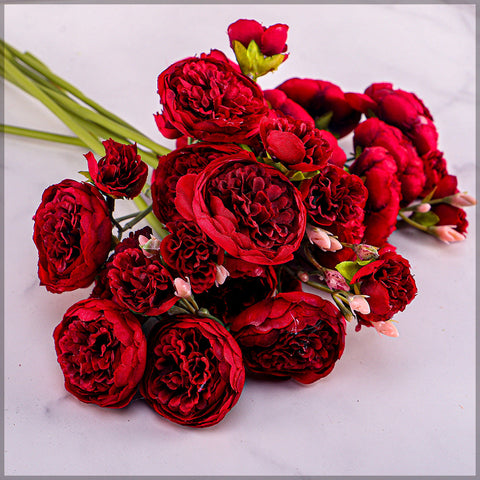 2 bunches Artificial Mini Peony Flower Bouquet