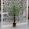 Decorative artificial white ficus tree