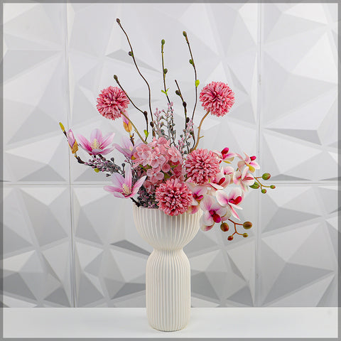 Pink Color Flower Arrangements with Vase